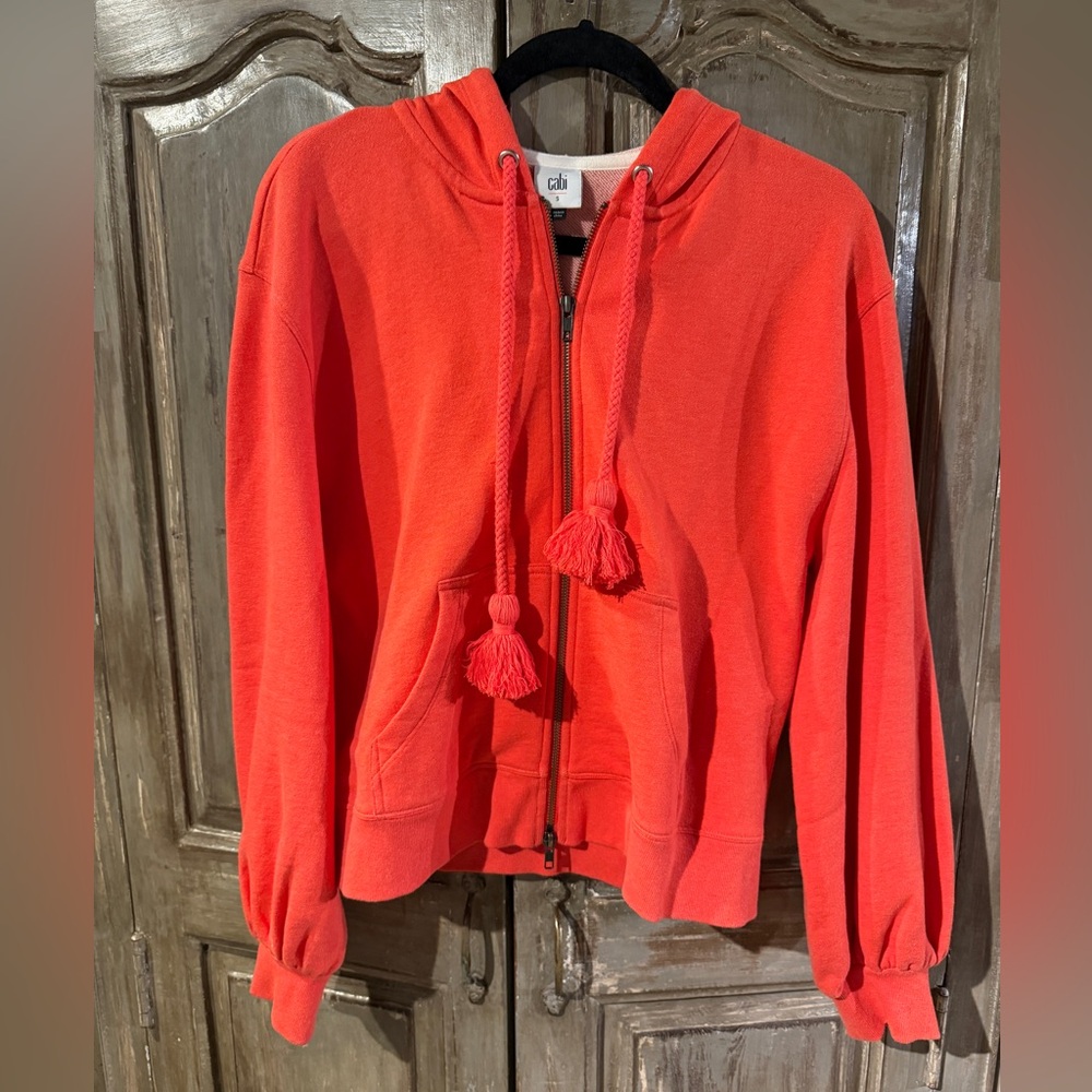 CAbi Deluxe Tassel Balloon Sleeve Zip-Up Hoodie